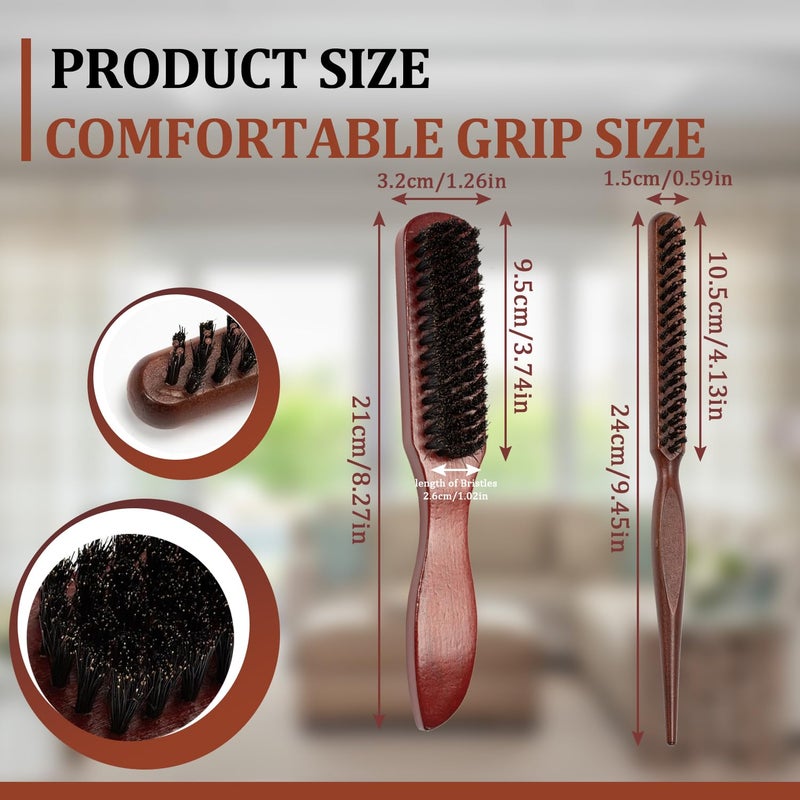 HUIRUSO 2 Pcs Boar Bristle Brushes for Men and Women - Smoothing and Teasing for Sleek Hair, Slick Back Hairstyles, and Enhanced Beard Shine - Image 3